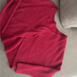 Express Women's Ribbed Crew Neck Sweater - Deep Red